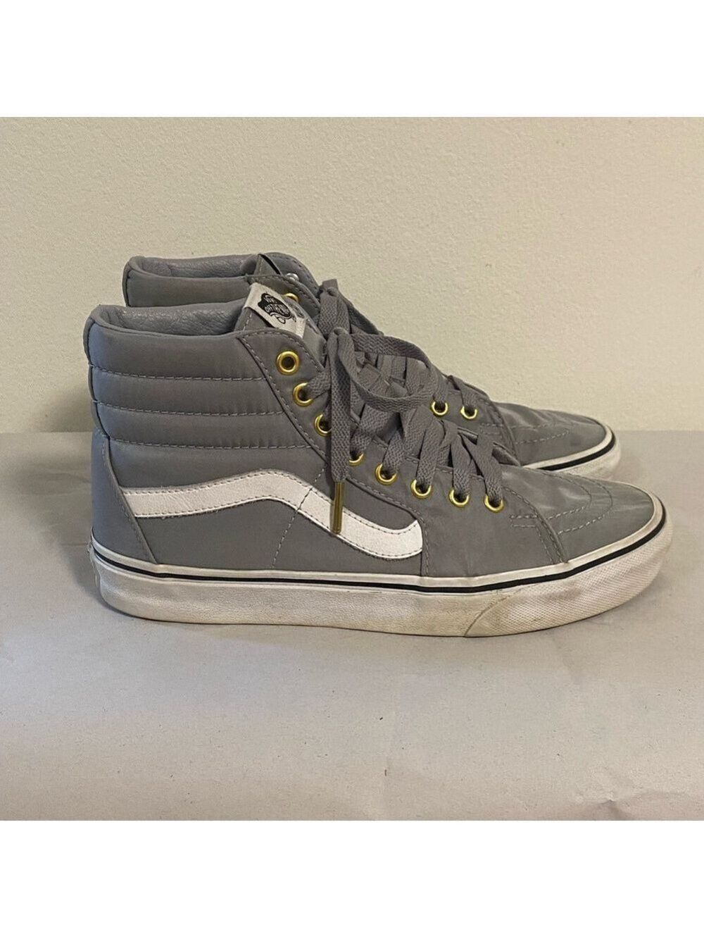 Vans High-Top Sneakers Men’s 7.5/W9 Gray Nylon with White Side Stripe SK 8 H